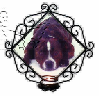 Staffordshire Bull Terrier Dog Wrought Iron Wall Art Candle Holder