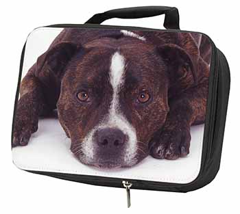 Staffordshire Bull Terrier Dog Black Insulated School Lunch Box/Picnic Bag