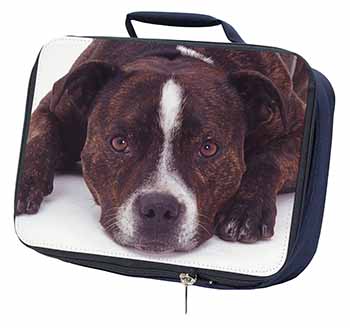 Staffordshire Bull Terrier Dog Navy Insulated School Lunch Box/Picnic Bag