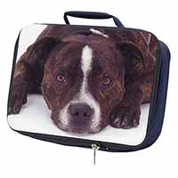 Staffordshire Bull Terrier Dog Navy Insulated School Lunch Box/Picnic Bag