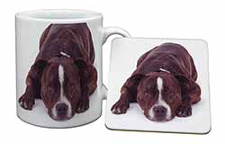 Staffordshire Bull Terrier Dog Mug and Coaster Set
