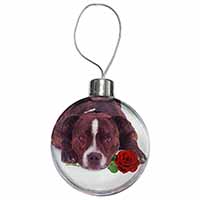 Brindle Staffie with Rose Christmas Bauble