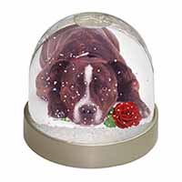 Brindle Staffie with Rose Snow Globe Photo Waterball
