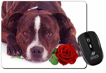 Brindle Staffie with Rose Computer Mouse Mat