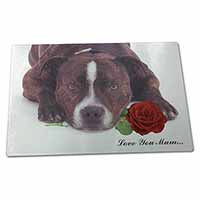 Large Glass Cutting Chopping Board Staffie with Rose 