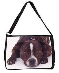 Staffordshire Bull Terrier Dog Large Black Laptop Shoulder Bag School/College