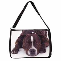 Staffordshire Bull Terrier Dog Large Black Laptop Shoulder Bag School/College - 