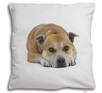 Red Staffordshire Bull Terrier Dog Soft White Velvet Feel Scatter Cushion