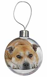 Red Staffordshire Bull Terrier Dog Christmas Bauble