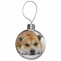 Red Staffordshire Bull Terrier Dog Christmas Bauble