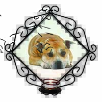 Red Staffordshire Bull Terrier Dog Wrought Iron Wall Art Candle Holder