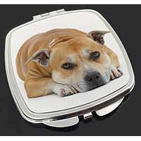 Red Staffordshire Bull Terrier Dog Make-Up Compact Mirror