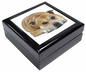 Red Staffordshire Bull Terrier Dog Keepsake/Jewellery Box