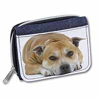 Red Staffordshire Bull Terrier Dog Unisex Denim Purse Wallet