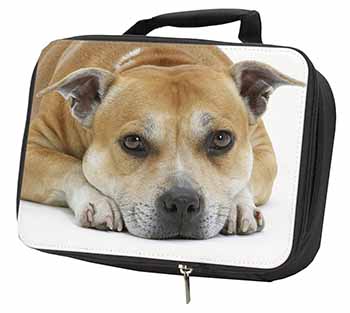 Red Staffordshire Bull Terrier Dog Black Insulated School Lunch Box/Picnic Bag