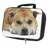 Red Staffordshire Bull Terrier Dog Black Insulated School Lunch Box/Picnic Bag