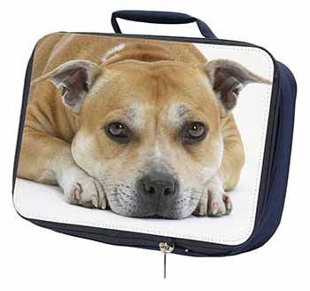 Red Staffordshire Bull Terrier Dog Navy Insulated School Lunch Box/Picnic Bag