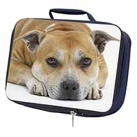 Red Staffordshire Bull Terrier Dog Navy Insulated School Lunch Box/Picnic Bag
