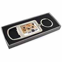 Red Staffordshire Bull Terrier Dog Chrome Metal Bottle Opener Keyring in Box