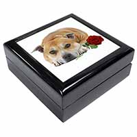 Red Staffie with Rose Keepsake/Jewellery Box