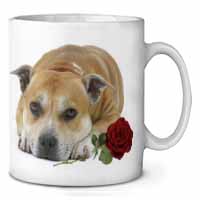 Red Staffie with Rose Ceramic 10oz Coffee Mug/Tea Cup