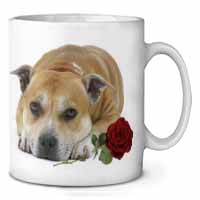 Red Staffie with Rose Ceramic Coffee Mug/Tea Cup