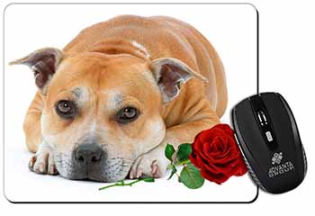 Red Staffie with Rose Computer Mouse Mat