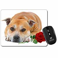 Red Staffie with Rose Computer Mouse Mat