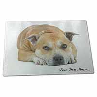 Large Glass Cutting Chopping Board Staff Bull Terrier 