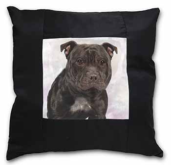 Staffordshire Bull Terrier Black Satin Feel Scatter Cushion