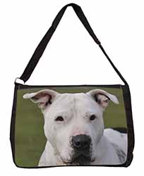 American Staffordshire Bull Terrier Dog Large Black Laptop Shoulder Bag School/C