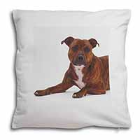 Staffordshire Bull Terrier Dog Soft White Velvet Feel Scatter Cushion