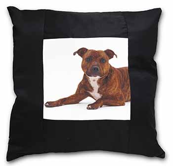 Staffordshire Bull Terrier Dog Black Satin Feel Scatter Cushion