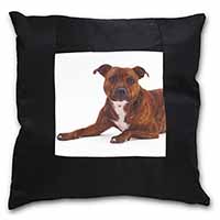 Staffordshire Bull Terrier Dog Black Satin Feel Scatter Cushion