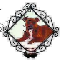 Staffordshire Bull Terrier Dog Wrought Iron Wall Art Candle Holder