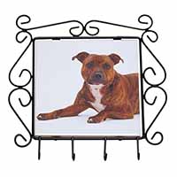 Staffordshire Bull Terrier Dog Wrought Iron Key Holder Hooks