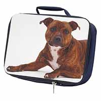 Staffordshire Bull Terrier Dog Navy Insulated School Lunch Box/Picnic Bag