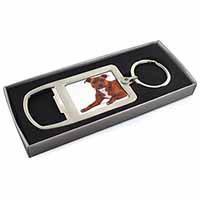 Staffordshire Bull Terrier Dog Chrome Metal Bottle Opener Keyring in Box