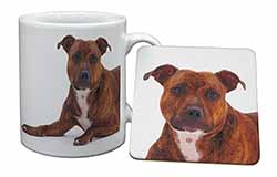 Staffordshire Bull Terrier Dog Mug and Coaster Set