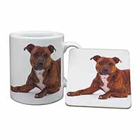 Staffordshire Bull Terrier Dog Mug and Coaster Set