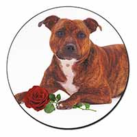 Staffie with Red Rose Fridge Magnet Printed Full Colour