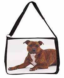 Staffordshire Bull Terrier Dog Large Black Laptop Shoulder Bag School/College