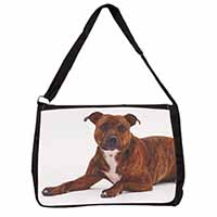 Staffordshire Bull Terrier Dog Large Black Laptop Shoulder Bag School/College