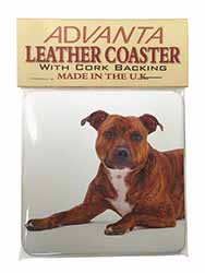 Staffordshire Bull Terrier Dog Single Leather Photo Coaster