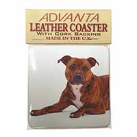 Staffordshire Bull Terrier Dog Single Leather Photo Coaster