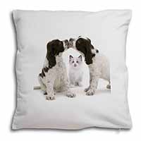 Cocker Spaniel and Kitten -Love Soft White Velvet Feel Scatter Cushion