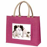 Cocker Spaniel and Kitten -Love Large Pink Jute Shopping Bag