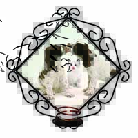 Cocker Spaniel and Kitten -Love Wrought Iron Wall Art Candle Holder