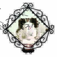 Cocker Spaniel and Kitten -Love Wrought Iron Wall Art Candle Holder