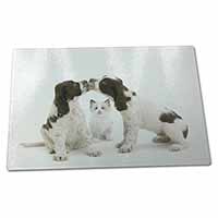 Large Glass Cutting Chopping Board Cocker Spaniel and Kitten -Love